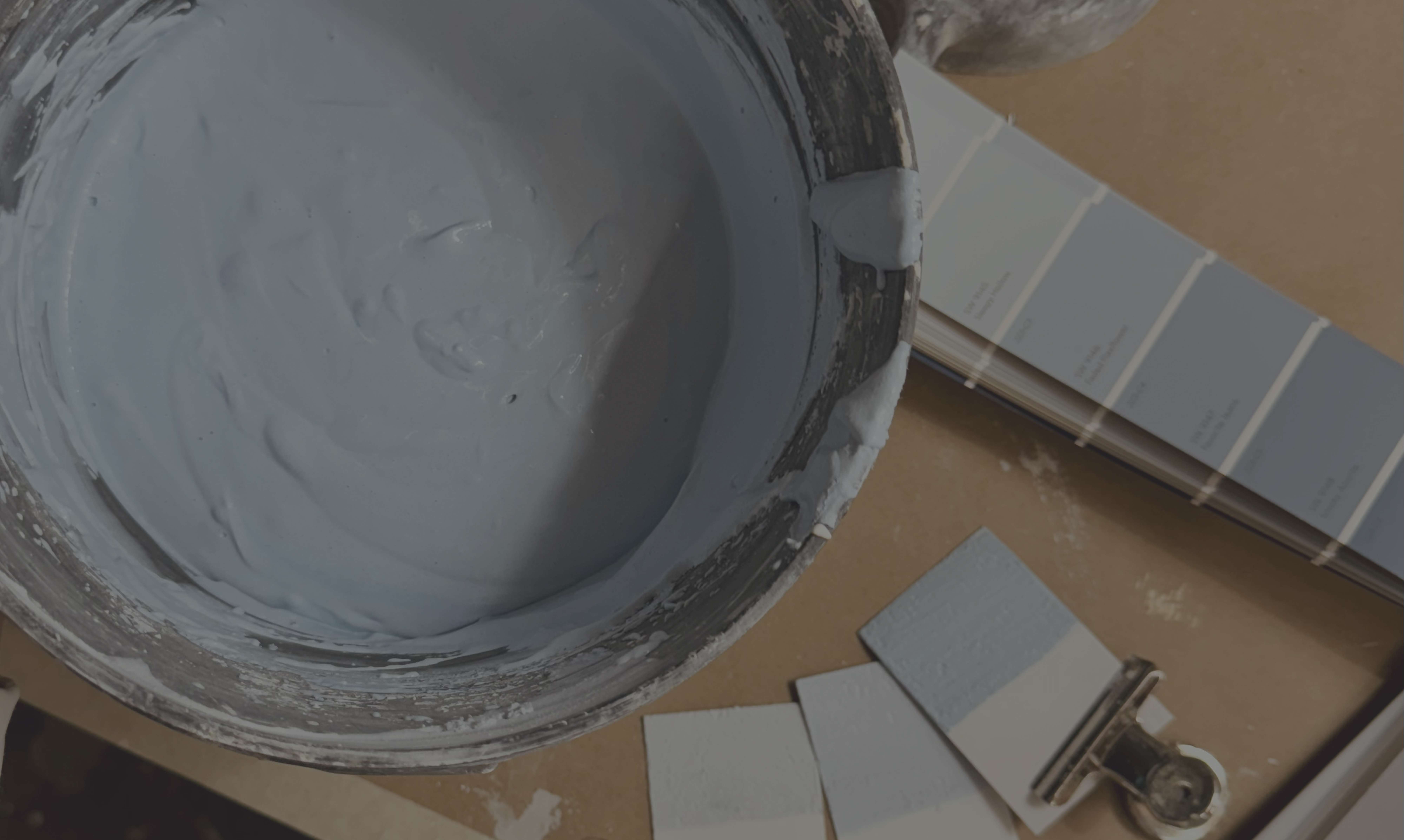 Custom tinting workspace with plaster and color samples